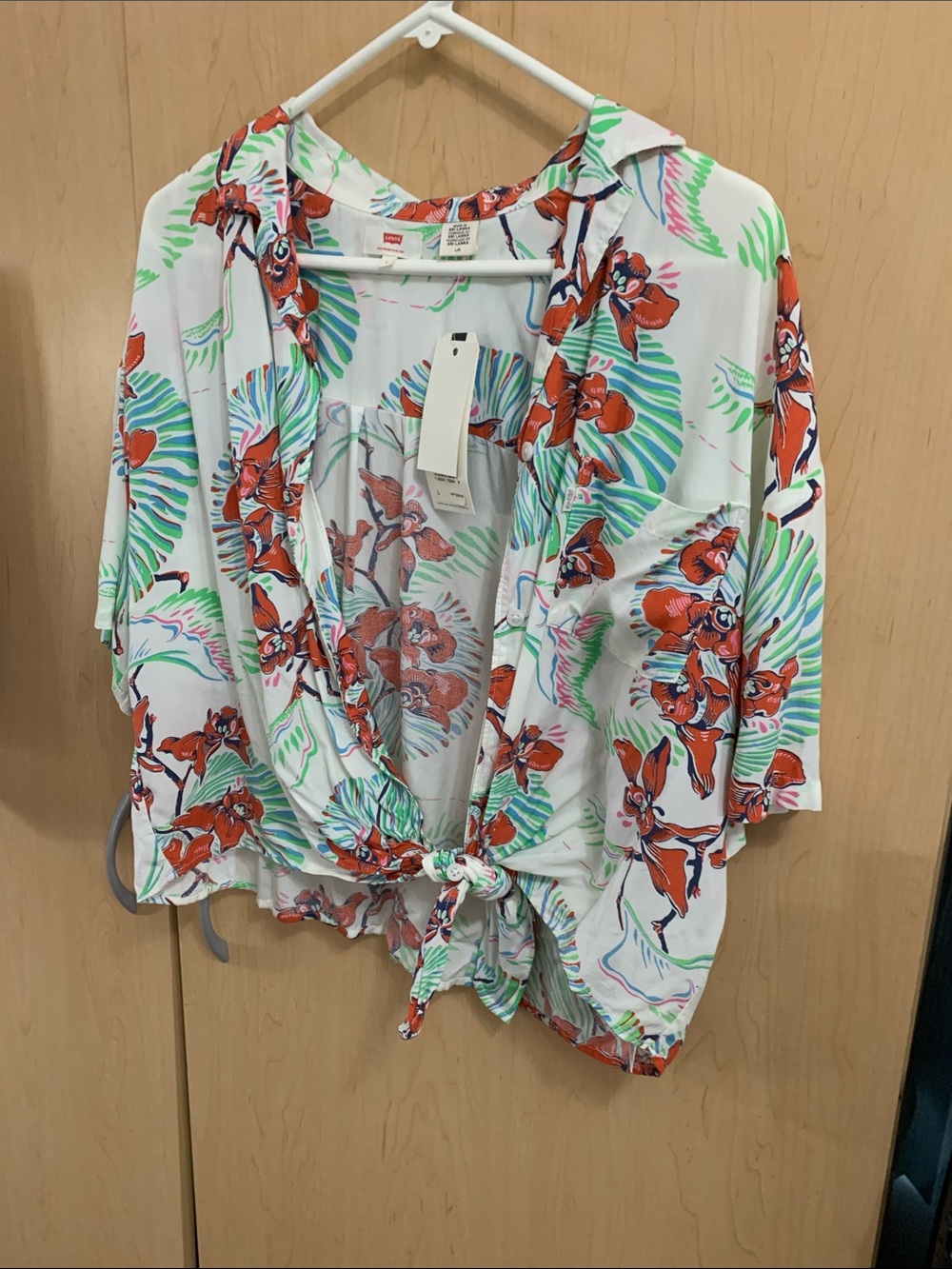 Levi's White Button-Up with Multicolor Floral Print